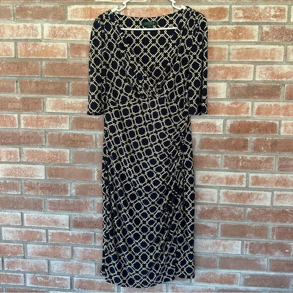 Lauren Ralph Lauren Dresses & Skirts - Lauren Ralph Lauren Faux Wrap Dress Women’s 10 Navy Nautical Chain Knee Length